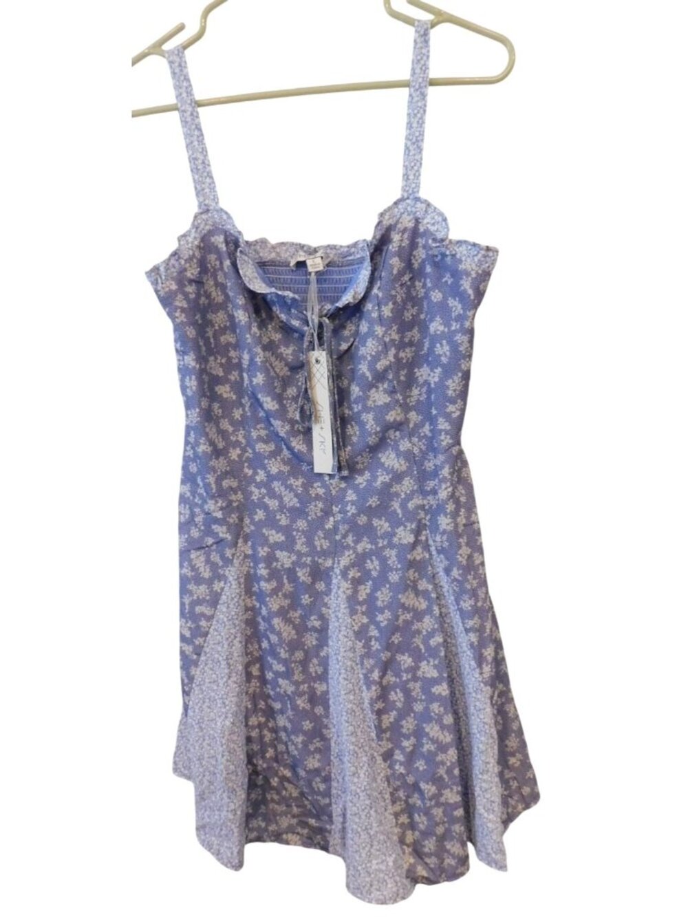 NWT SHE + SKY Womens Sz L Blue Floral Dress Sundress Cottagecore Boho NEW Large